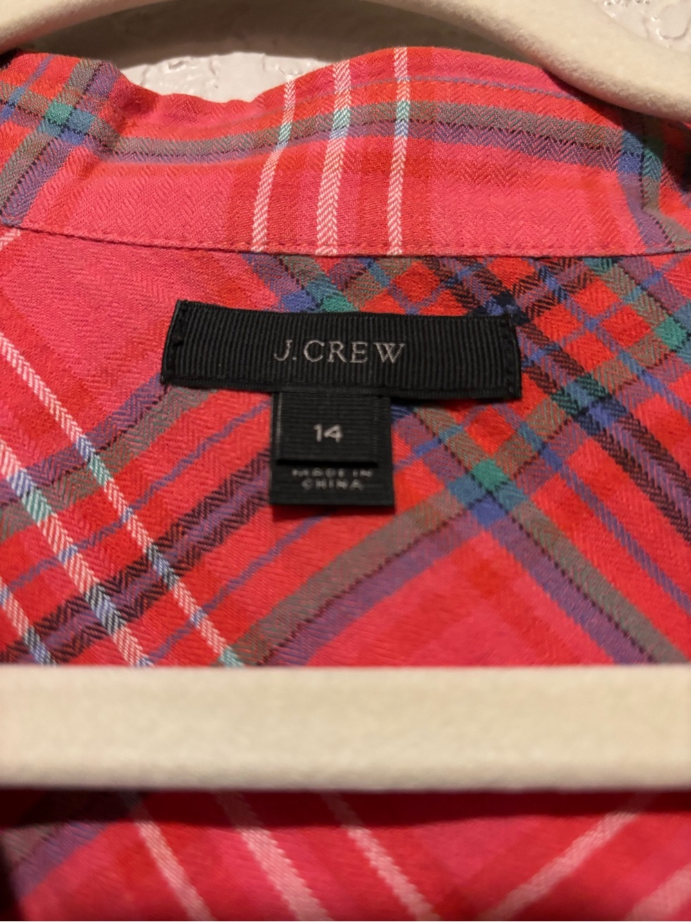 J. Crew Red Plaid Button-Down Shirt with Multicolor Accents